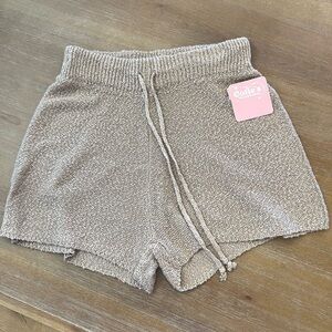 Cozy Knit Drawstring Women’s Shorts - Taupe